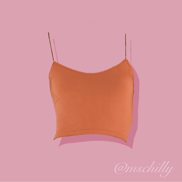 Free People Tops - Free People Brami Skinny Strap Tank Copper Brown Tan Crop Top Sz XS/S